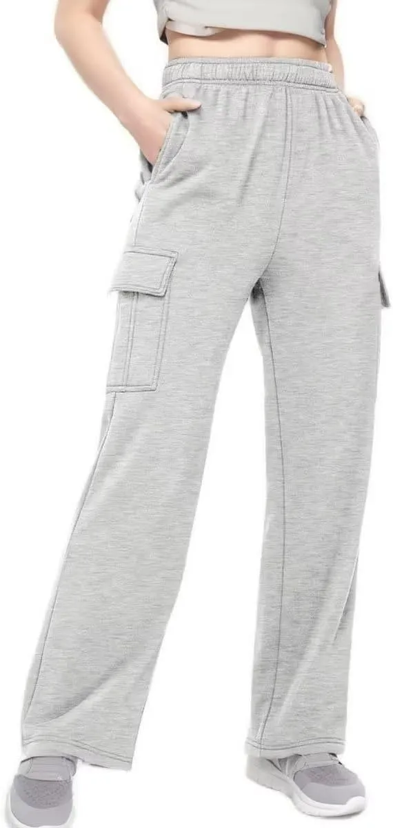Cargo Pants Women Comfy Wide Leg Sweats Pants Dressy High Waisted Joggers Pants Running Lounge Trousers with Pockets