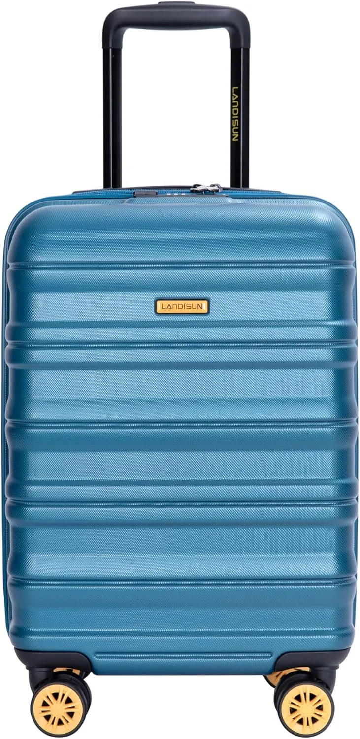 Carry On Luggage Airline 18.5" Hard Shell Suitcase with 360 Spinner Wheels, Blue