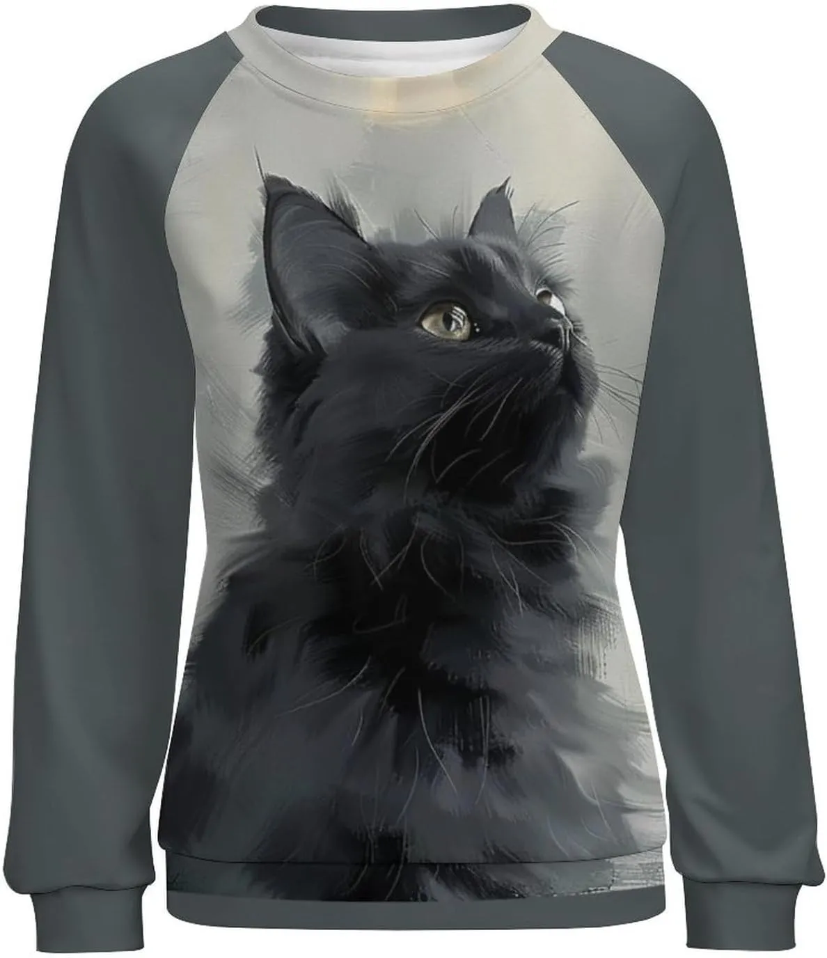 Cat Sweatshirts for Women Funny Long Sleeve Cute Cat Tee Shirts Graphic Womens Crew Neck Sweatshirt Pullover Tops