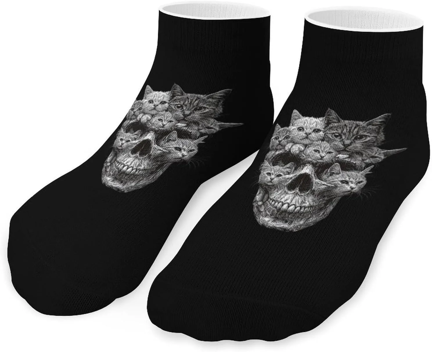 Cats Skull Heads Unisex Low Cut Socks No Show Athletic Running Ankle Sock