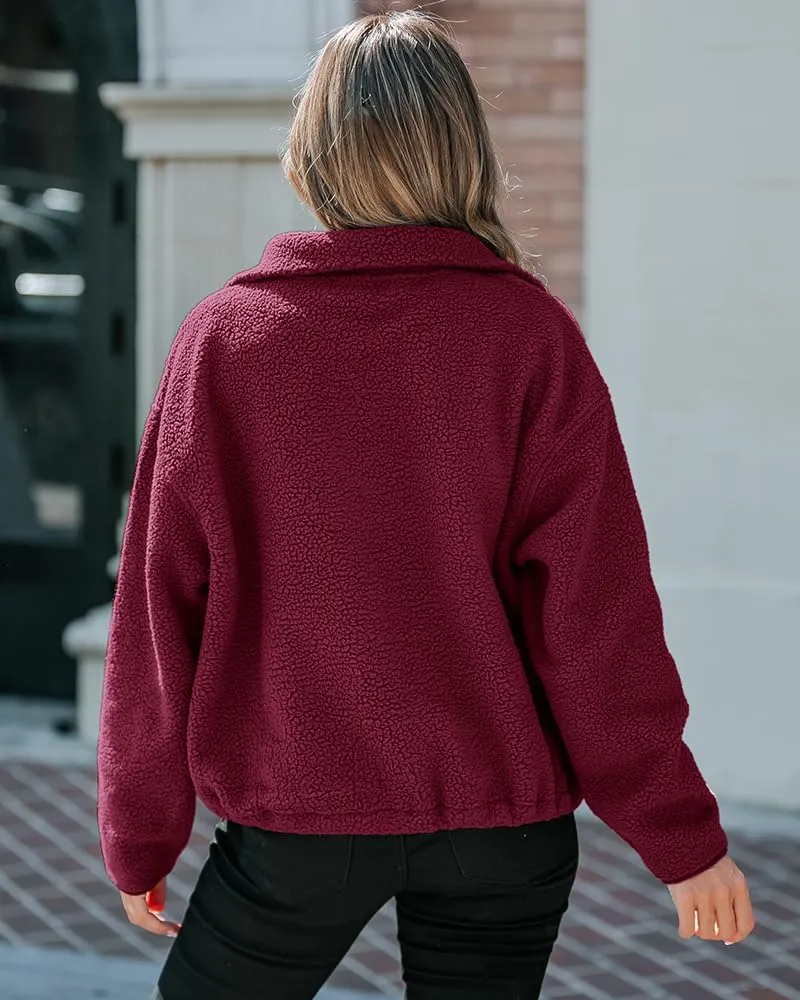 CHICME BEST SHOPPING DEALS Chic Me Women Fleece Sweatshirts Half Zip Long Sleeve Cropped Pullovers Fall Outfits