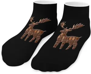 Chocolate Reindeer Christmas Unisex Low Cut Socks No Show Athletic Running Ankle Sock