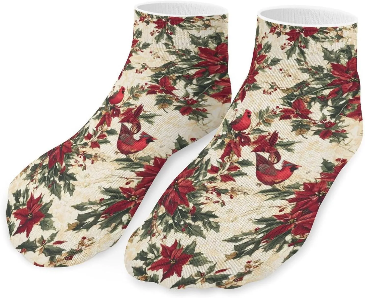 Christmas Cardinal Birds Unisex Low Cut Socks No Show Athletic Running Ankle Sock