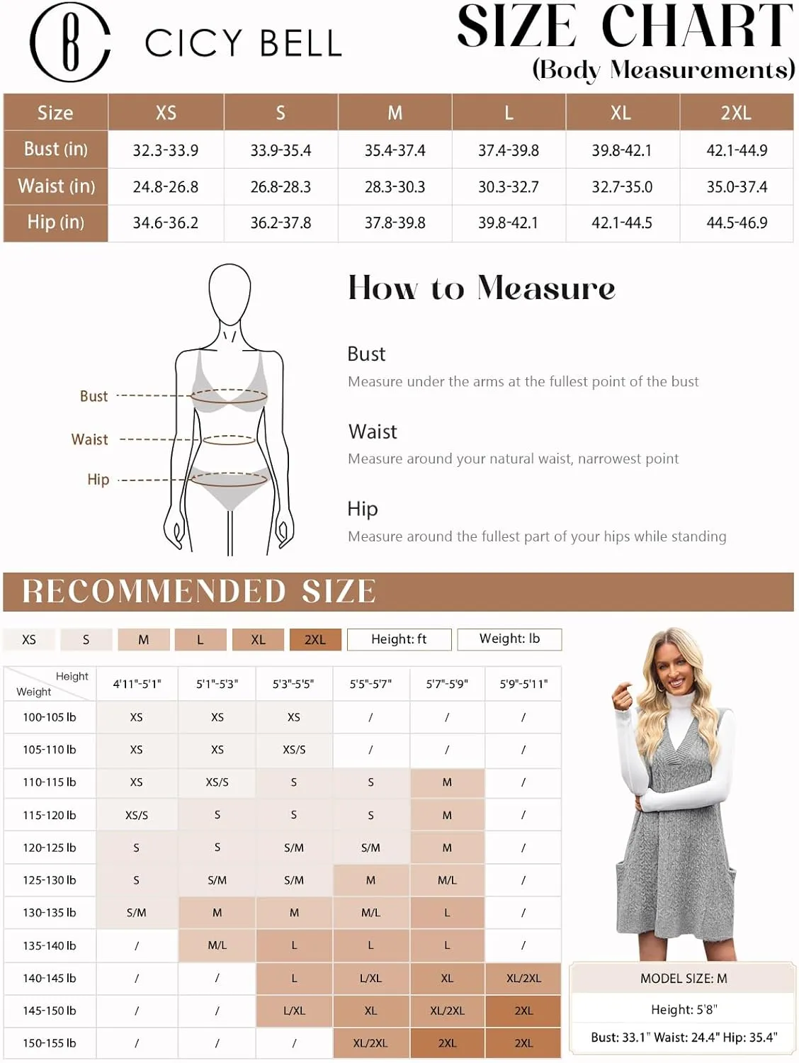 Cicy Bell Womens Oversized Sweater Vest Dress V Neck Sleeveless Trendy Casual Knit Cable Mini Dresses