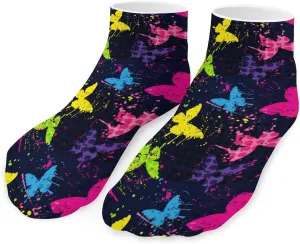 Colorful Butterfly Pattern Unisex Low Cut Socks No Show Athletic Running Ankle Sock
