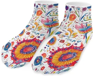 Colorful Florals Watercolor Flowers Unisex Ankle Socks Low Cut Funny Print Athletic No Show Stocking