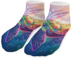 Colorful Sea Turtle Unisex Ankle Socks Low Cut Funny Print Athletic No Show Stocking