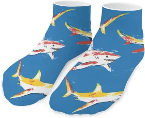 Colorful Sharks Swimming Unisex Low Cut Socks No Show Athletic Running Ankle Sock