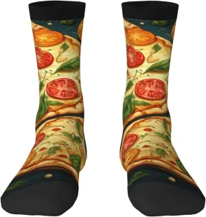 Crew Socks Casual Funny Sock Novelty Dress Crazy Gift Men Women, Pizza Pattern Art