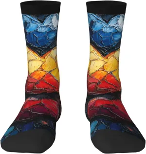 Crew Socks for Men Women Cozy Fun Casual Dress Socks - Love Hearts Patterns Art