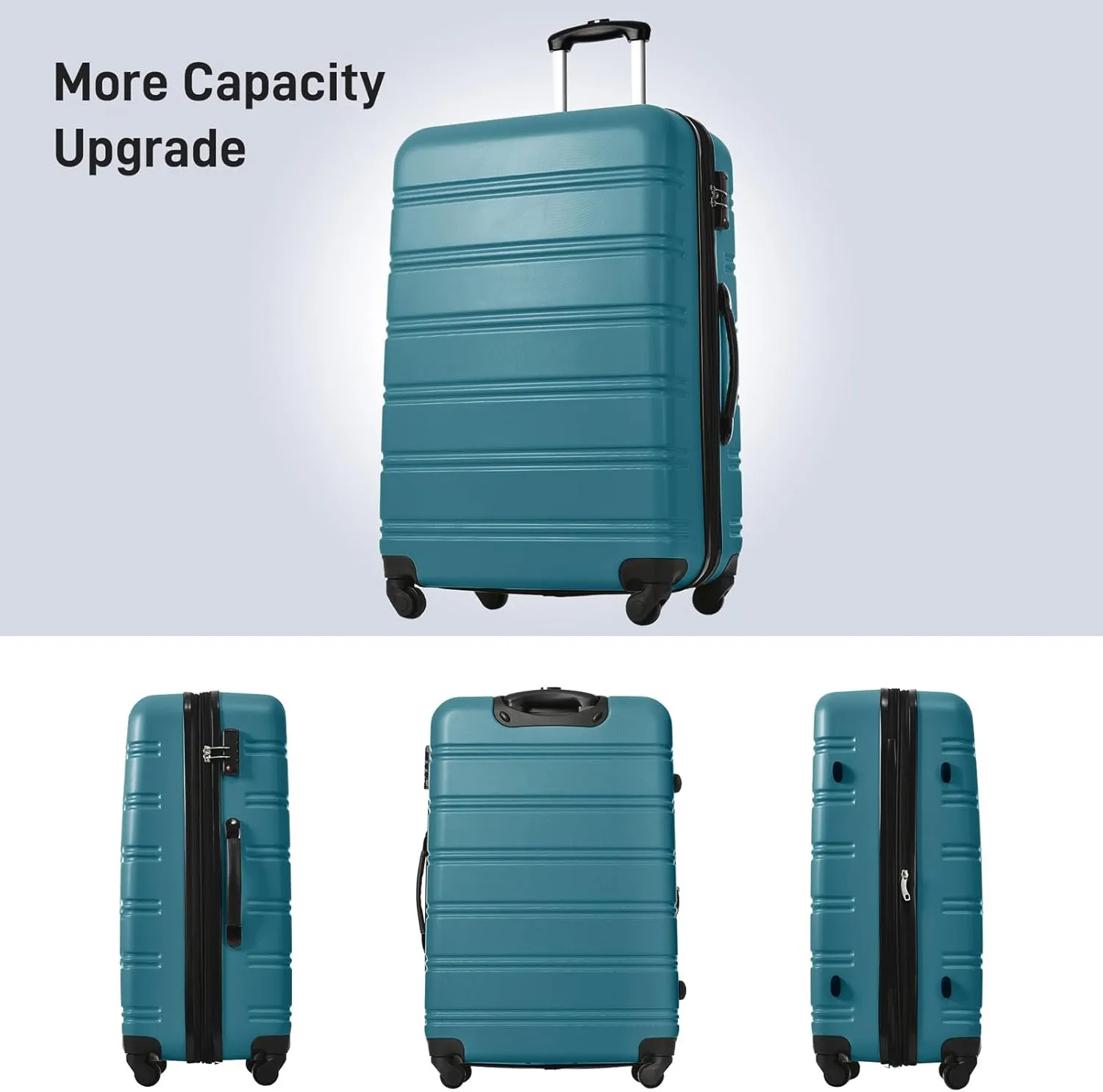 CuisinSmart 2 Piece Luggage Set,Expandable Suitcase Set with Spinner Wheels & TSA Lock, Lightweight Hardshell Carry On Luggage,Travel Suitcase Sets for Women Men Family amber green