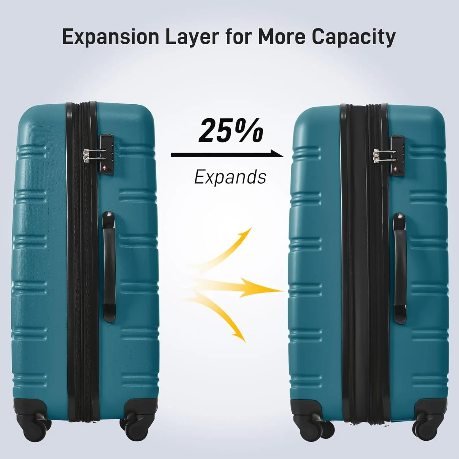 CuisinSmart 2 Piece Luggage Set,Expandable Suitcase Set with Spinner Wheels & TSA Lock, Lightweight Hardshell Carry On Luggage,Travel Suitcase Sets for Women Men Family amber green