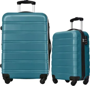 CuisinSmart 2 Piece Luggage Set,Expandable Suitcase Set with Spinner Wheels & TSA Lock, Lightweight Hardshell Carry On Luggage,Travel Suitcase Sets for Women Men Family amber green