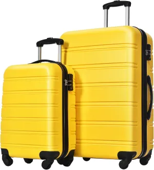 CuisinSmart 2 Piece Luggage Set,Expandable Suitcase Set with Spinner Wheels & TSA Lock, Lightweight Hardshell Carry On Luggage,Travel Suitcase Sets for Women Men Family Yellow