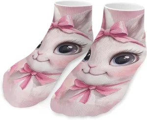 Cute Bow Rabbit Unisex Low Cut Socks No Show Athletic Running Ankle Sock