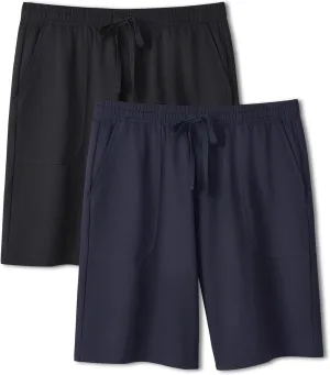DAVID ARCHY Mens Pajama Shorts Sleep Pants Quick Dry Lounge Soft Comfy Lightweight Waffle Pj Bottoms Shorts for Men 2 Pack