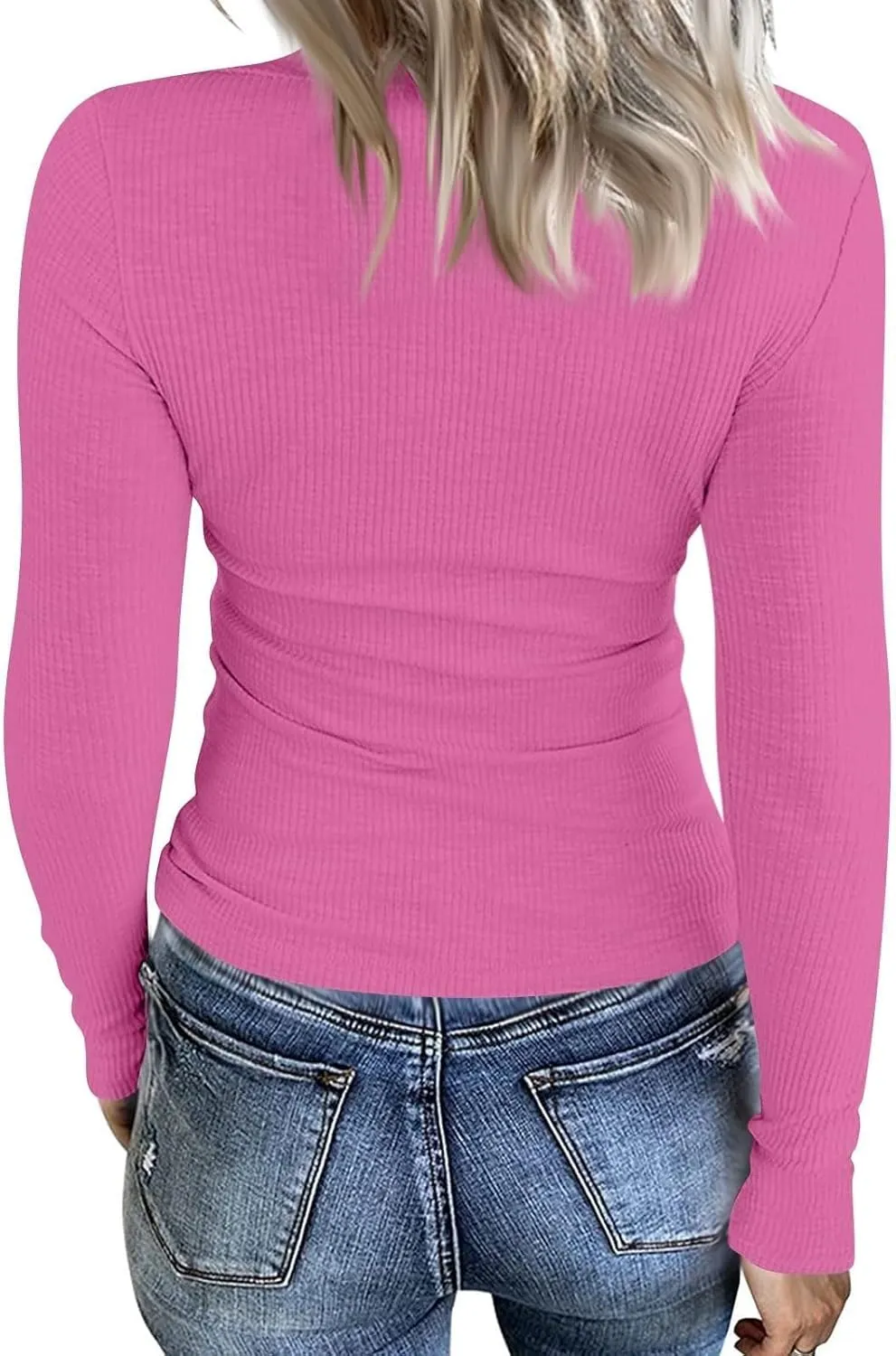 DINEVE Sweater for Women Long Sleeve Ribbed Crewneck Sweatshirt Lightweight Casual Tunic Shirts Winter Warm Pullover Tops
