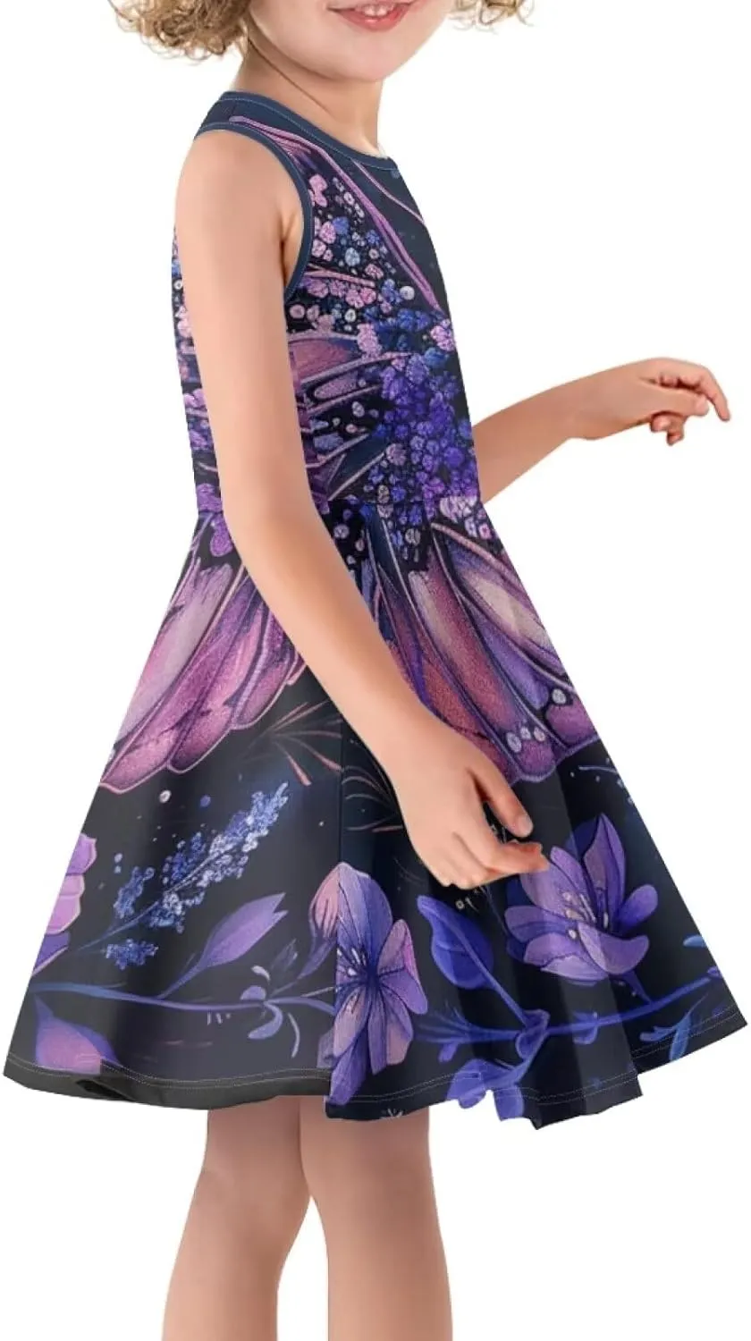 Dress for Girls Sweety Girl's Loose Summer Casual Dresses Holiday Midi Dress for 3-16 Years