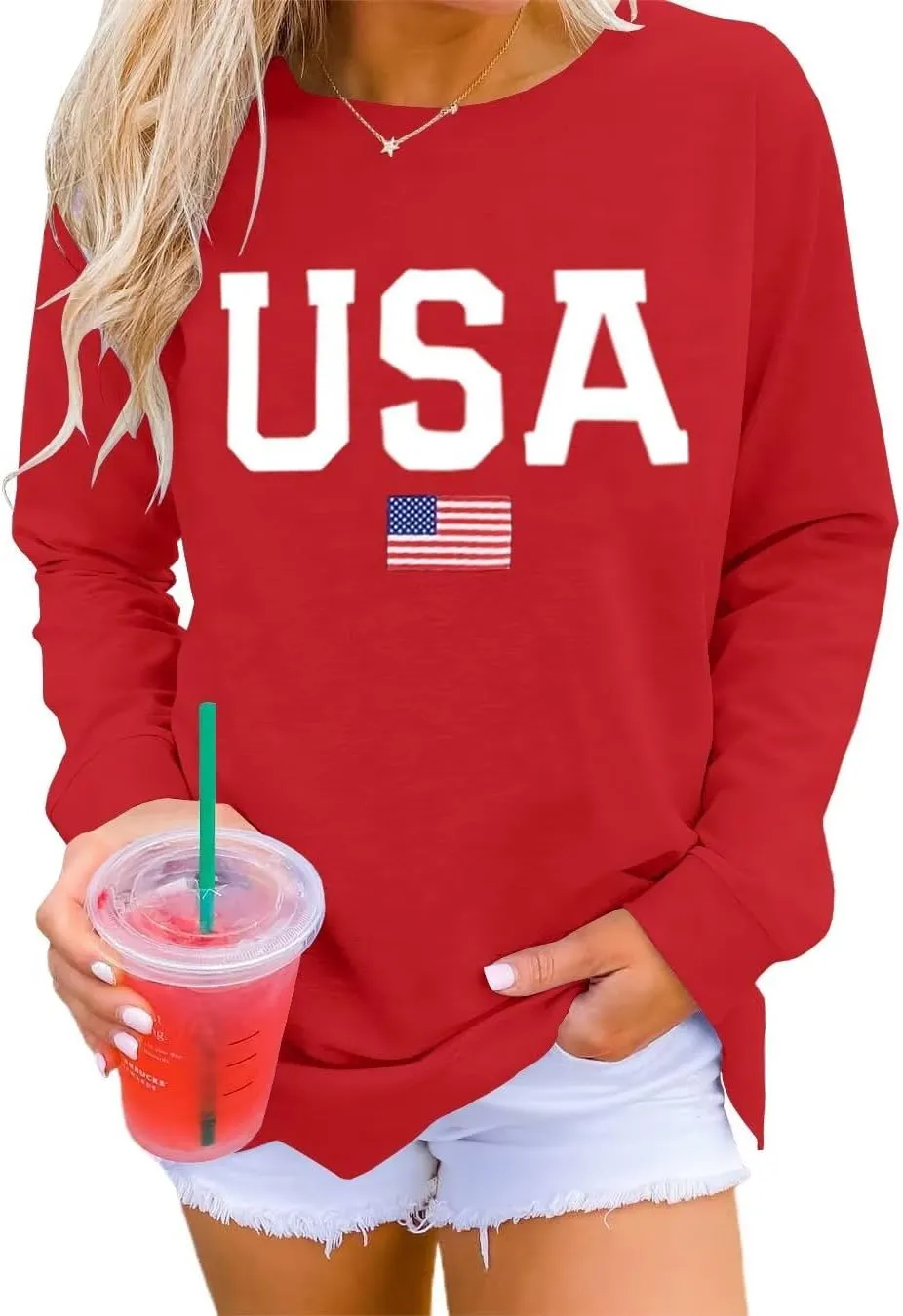 Dressmine Womens Casual Long Sleeve Graphic Tee Shirts Crew Neck Sweatshirts Pullover Tops for Women