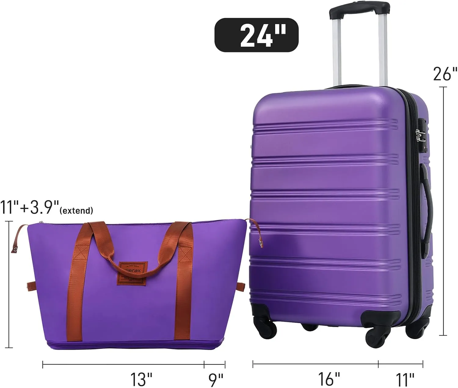 EastVita Luggage Sets, 20 In Carry On Suitcase With Spinner Wheels, 3 Digit Tsa Lock, Hard Shell Luggage Sets With Duffle Bag for Men Women