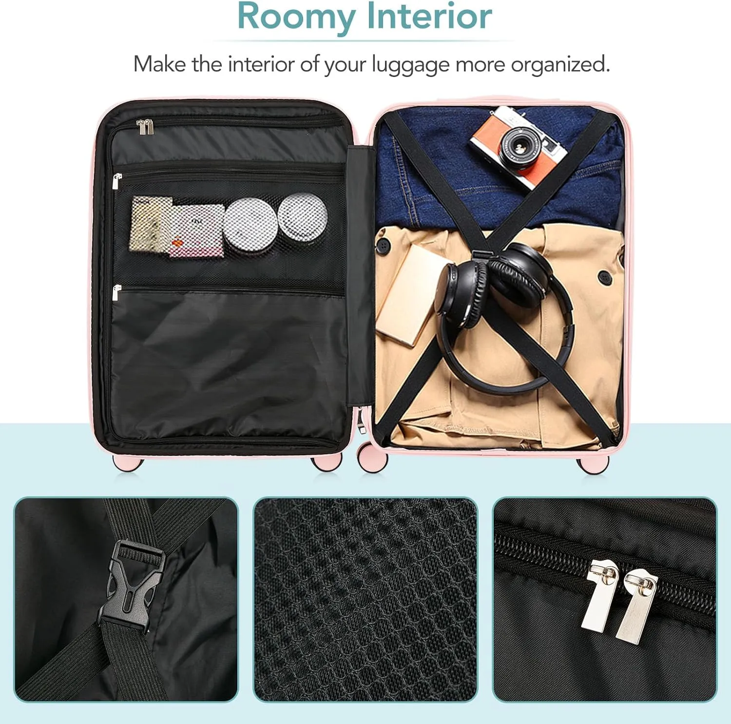 EastVita Luggage Sets, 20 In Carry On Suitcase With Spinner Wheels, 3 Digit Tsa Lock, Hard Shell Luggage Sets With Duffle Bag for Men Women