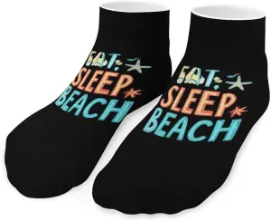 Eat Sleep Beach Unisex Low Cut Socks No Show Athletic Running Ankle Sock