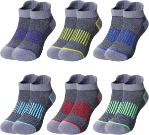 Eyean Boys Athletic Half Cushioned Ankle Socks Kids Cotton Sport Low Cut Socks 6 Pairs