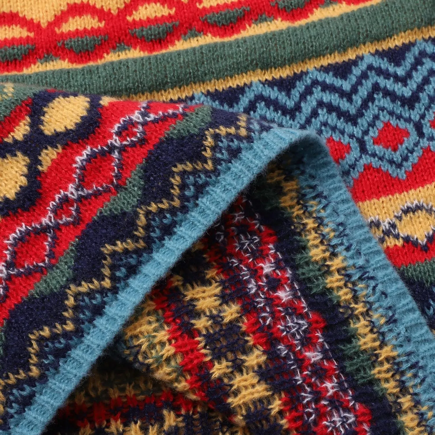 Fair Isle Sweater Women Plus Size Vintage Sweater Crewneck Long Sleeve Fair Isle Comfy Knited Pullover Sweater Tops