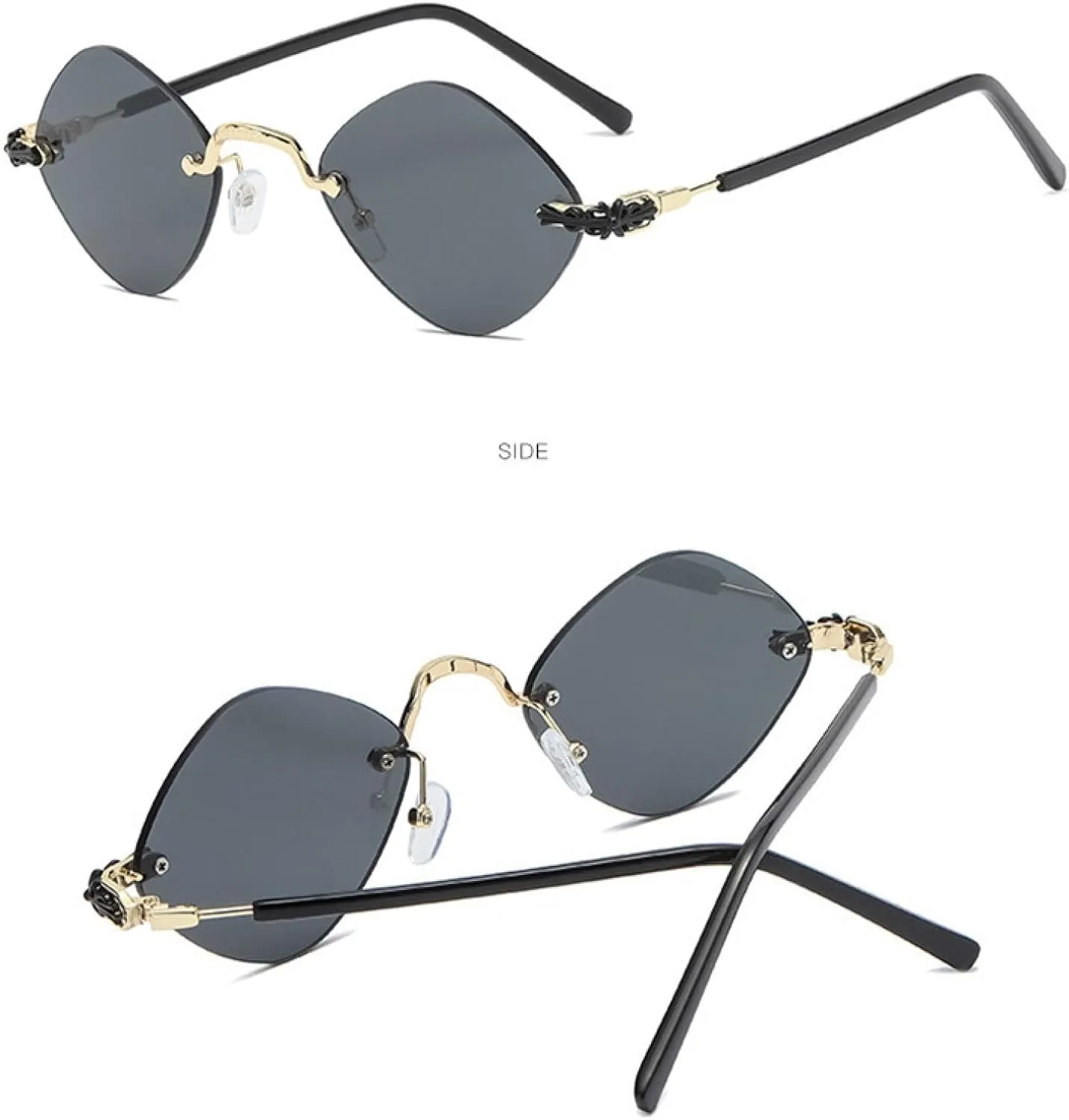 Fashion Small Rimless Steampunk Sunglasses Women Men Rhombus Sun Glasses Retro Style Travel Uv400