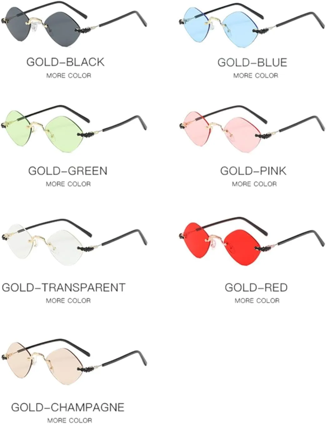 Fashion Small Rimless Steampunk Sunglasses Women Men Rhombus Sun Glasses Retro Style Travel Uv400