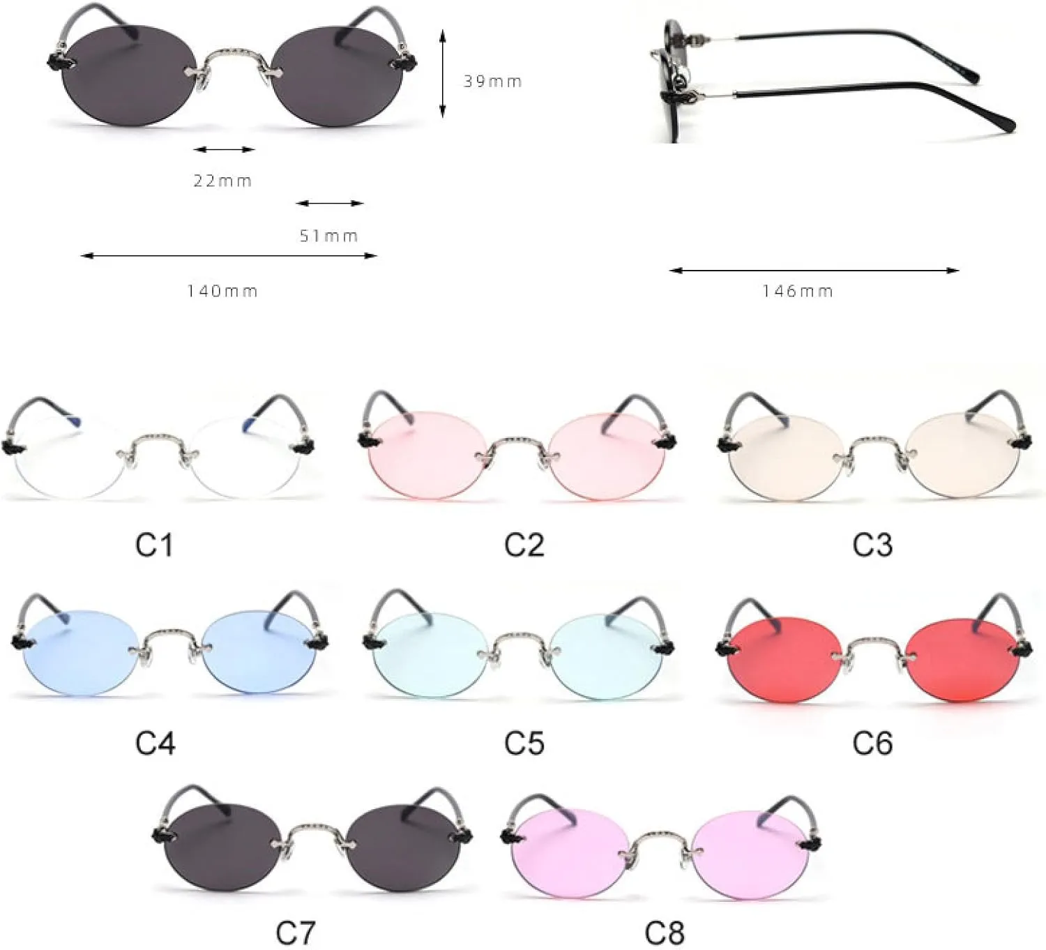 Fashion Small Rimless Steampunk Sunglasses Women Men Rhombus Sun Glasses Retro Style Travel Uv400