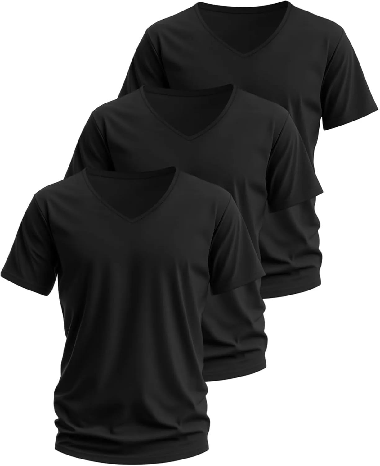 Ficerd 3 Pack Men's V Neck 95% Cotton T-Shirts M-7xl Big Tall Regular Soft Short Sleeve Basic 2025 Summer Clothes