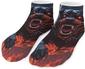 Fierce Rottweiler Dog Thunder Unisex Ankle Socks Low Cut Funny Print Athletic No Show Stocking