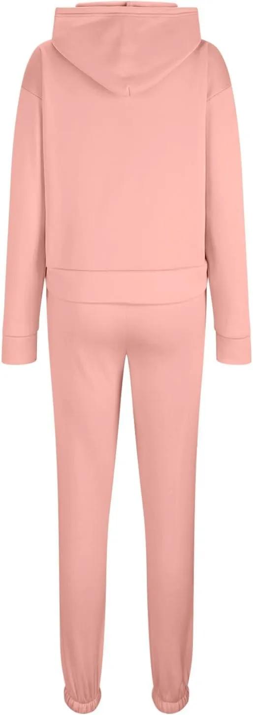 Firzero 2 Piece Workout Sets for Women Solid Color Casual Long Sleeve Hooded Sweatshirt Long Pants Set Soft Comfy Lounge Sets