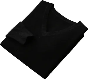 Fjnbbiot Men Long Sleeve Sweater Autumn Winter V-Neck Basic Pullovers Merino Wool Solid Casual Cashmere Knitwear