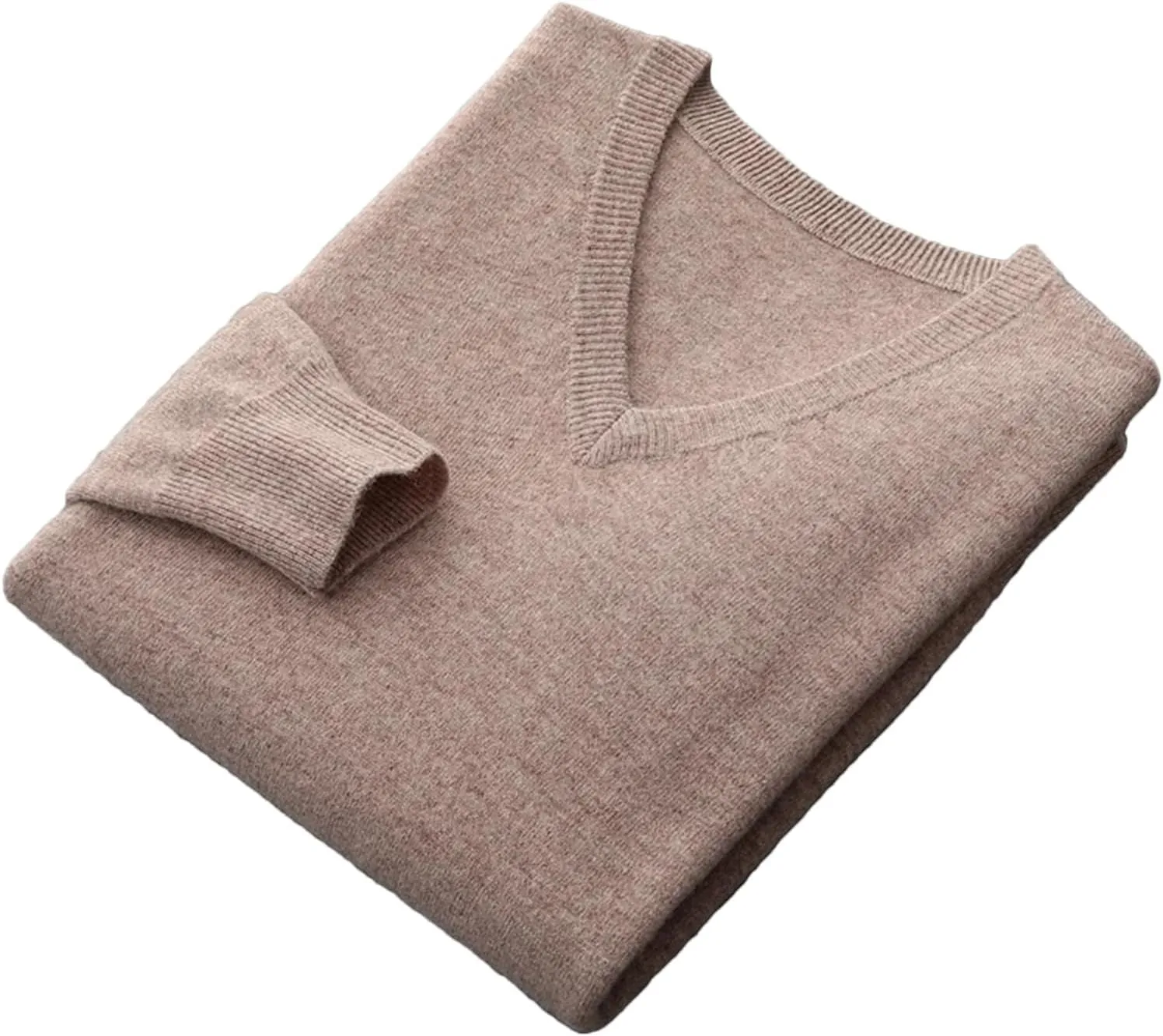 Fjnbbiot Men Long Sleeve Sweater Autumn Winter V-Neck Basic Pullovers Merino Wool Solid Casual Cashmere Knitwear