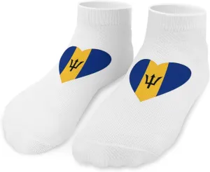 Flag of Barbados Heart Unisex Ankle Socks Low Cut Funny Print Athletic No Show Stocking