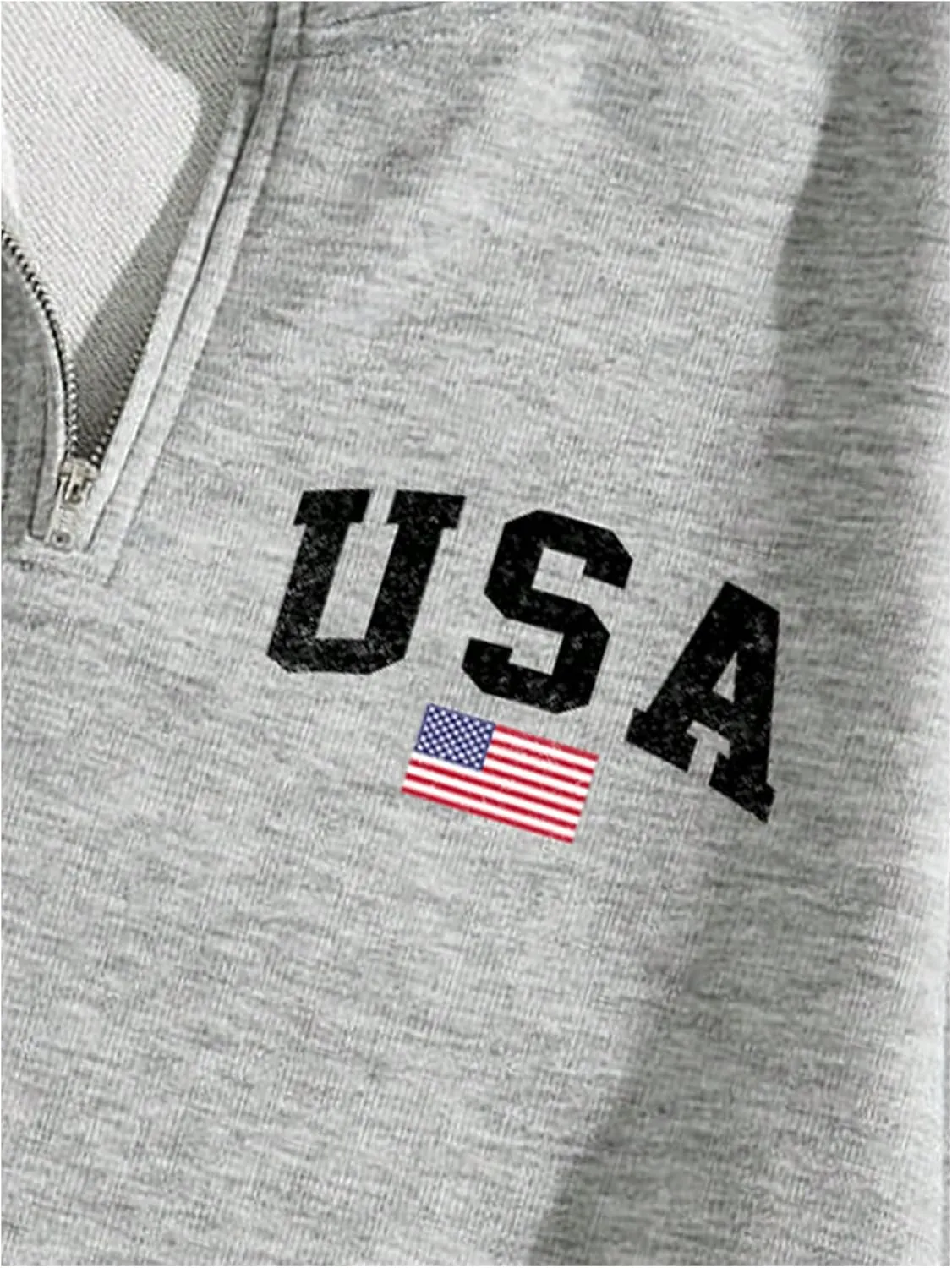 Floerns Men's USA Flag Graphic Mock Neck Sweatshirt Quarter Zip Long Sleeve Pullover Top