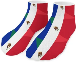 France And Mexican Flag Unisex Ankle Socks Low Cut Funny Print Athletic No Show Stocking