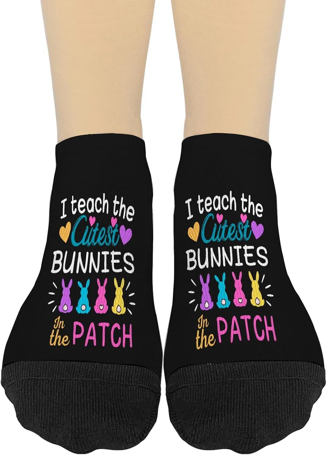 Funny I Teach The Cutest Bunnies In The Patch Easter Teacher Womens Crew Socks Invisible ForWomens Sock No Show Athletic Socks HumorSock