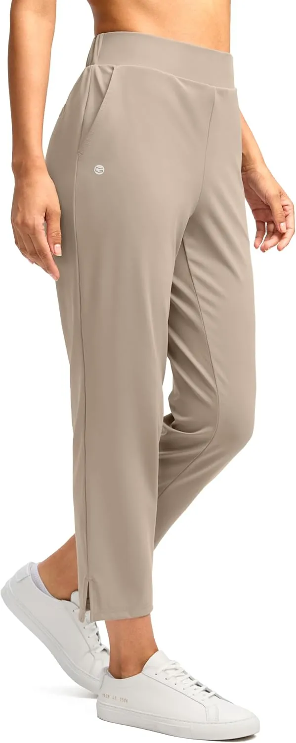 G Gradual Women's Pants Ankle 7/8 Golf Pants 3 Pockets Stretchy Petite Travel Pants Inner Drawstring for Work Business Casual