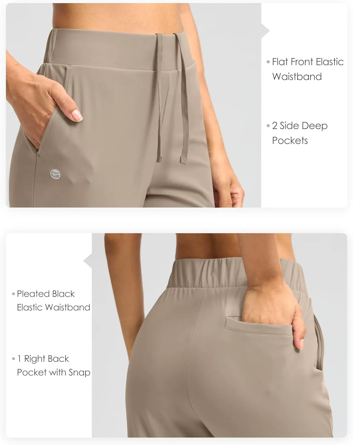 G Gradual Women's Pants Ankle 7/8 Golf Pants 3 Pockets Stretchy Petite Travel Pants Inner Drawstring for Work Business Casual