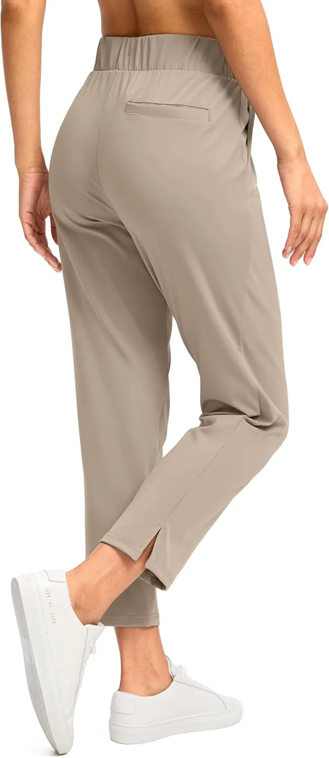G Gradual Women's Pants Ankle 7/8 Golf Pants 3 Pockets Stretchy Petite Travel Pants Inner Drawstring for Work Business Casual