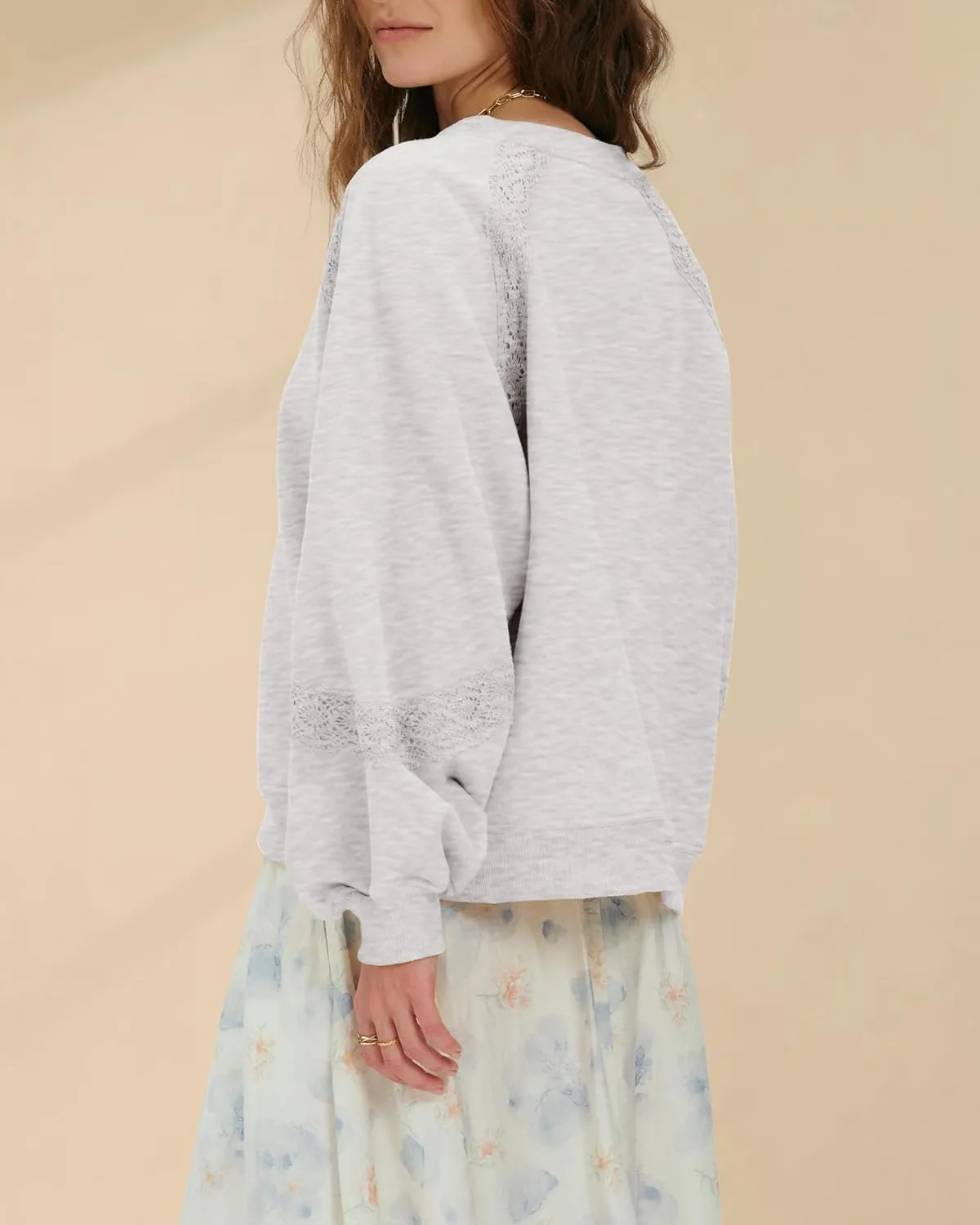 Gacaky Sweatshirt for Women Oversized Fleece Embroidered Crochet Hoodies Cropped Pullover Tops Comfy Fall Outfits Clothes