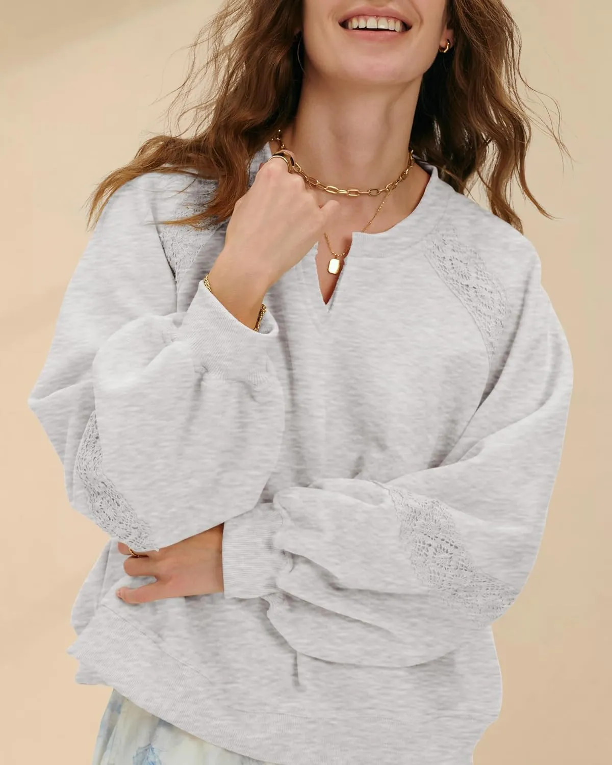 Gacaky Sweatshirt for Women Oversized Fleece Embroidered Crochet Hoodies Cropped Pullover Tops Comfy Fall Outfits Clothes
