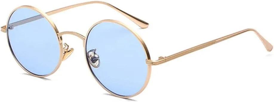 Gold Round Metal Frame Sunglasses Men Retro Style Women Red Lens Sun Glasses