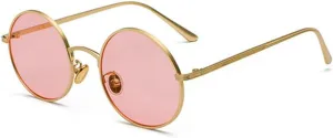 Gold Round Metal Frame Sunglasses Men Retro Style Women Red Lens Sun Glasses