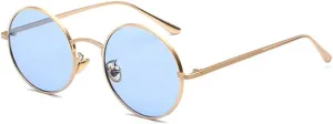 Gold Round Metal Frame Sunglasses Men Retro Style Women Red Lens Sun Glasses