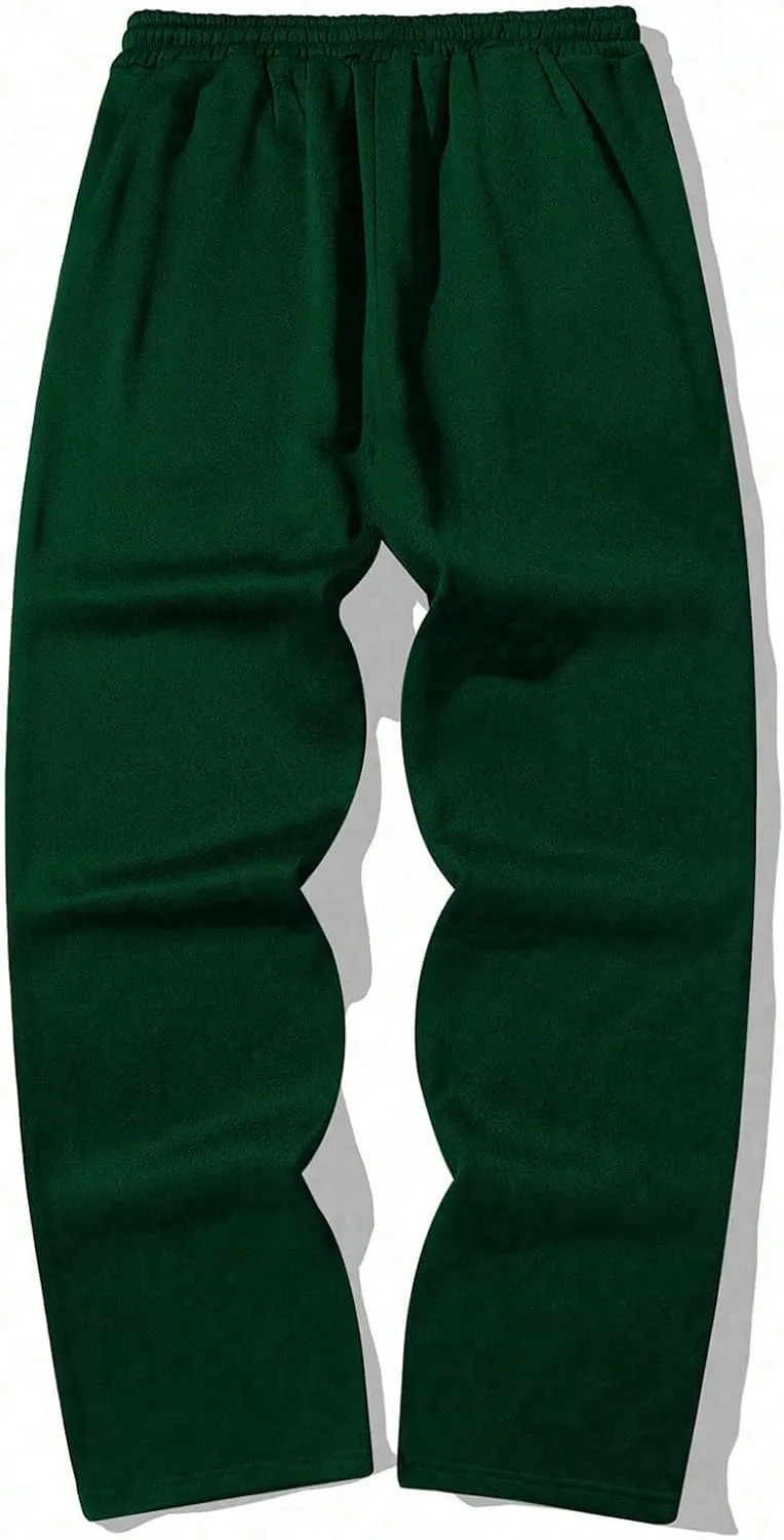 GORGLITTER Men's Letter Graphic Straight Leg Sweatpants Drawstring Waist Loose Trousers with Pockets