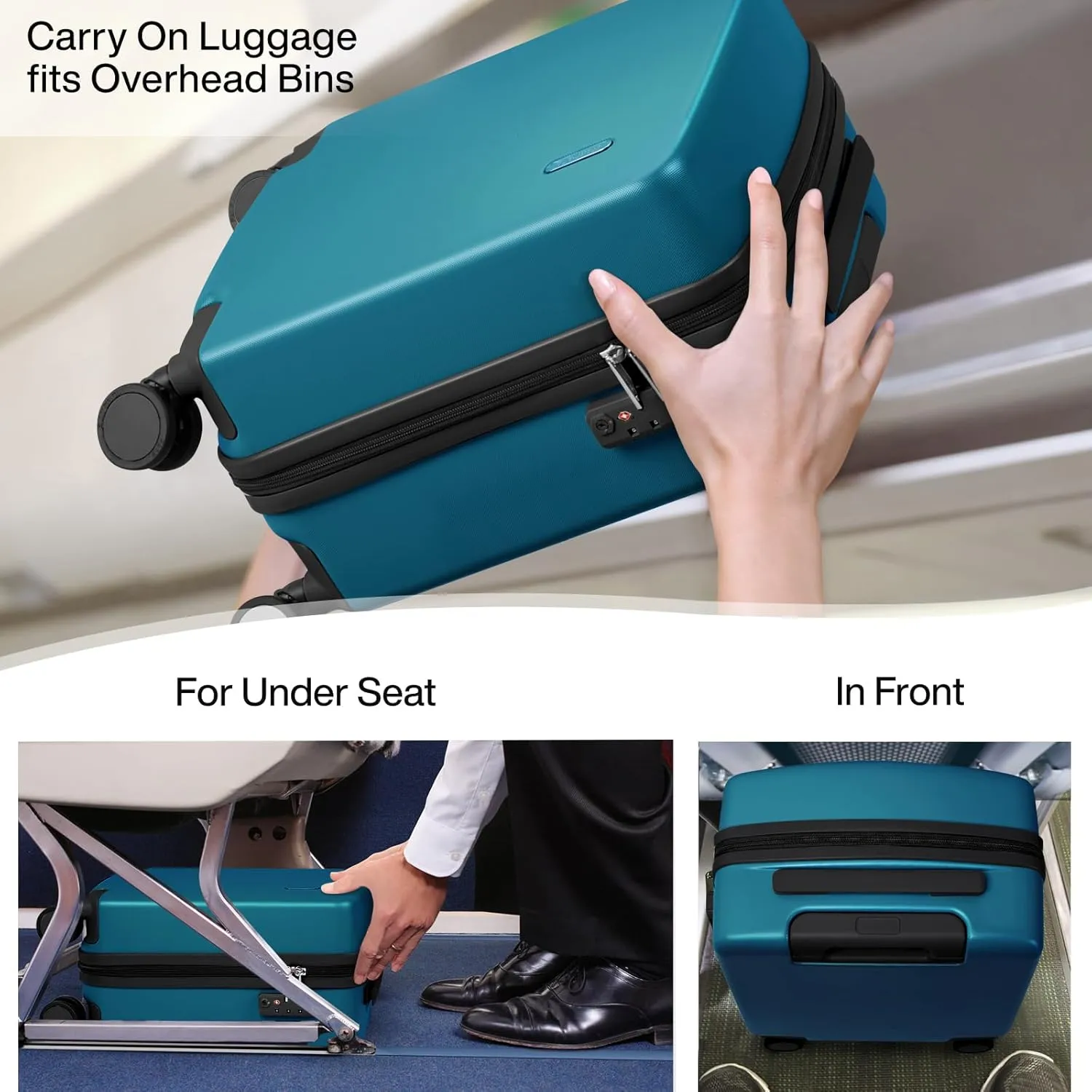 Hanke 16 Inch Underseat Carry On Luggage with Wheels Hard Shell Lightweight Suitcases Small Tsa Luggage Travel Rolling Luggage(Caribbean Blue)